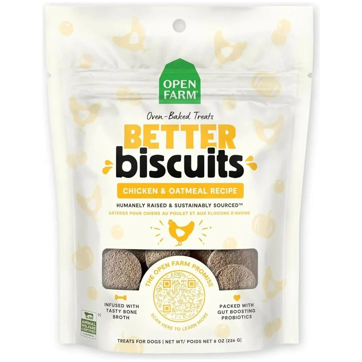 Open Farm Better Biscuits Chicken & Oatmeal Oven Baked Dog Treats 8 oz - Talis Us