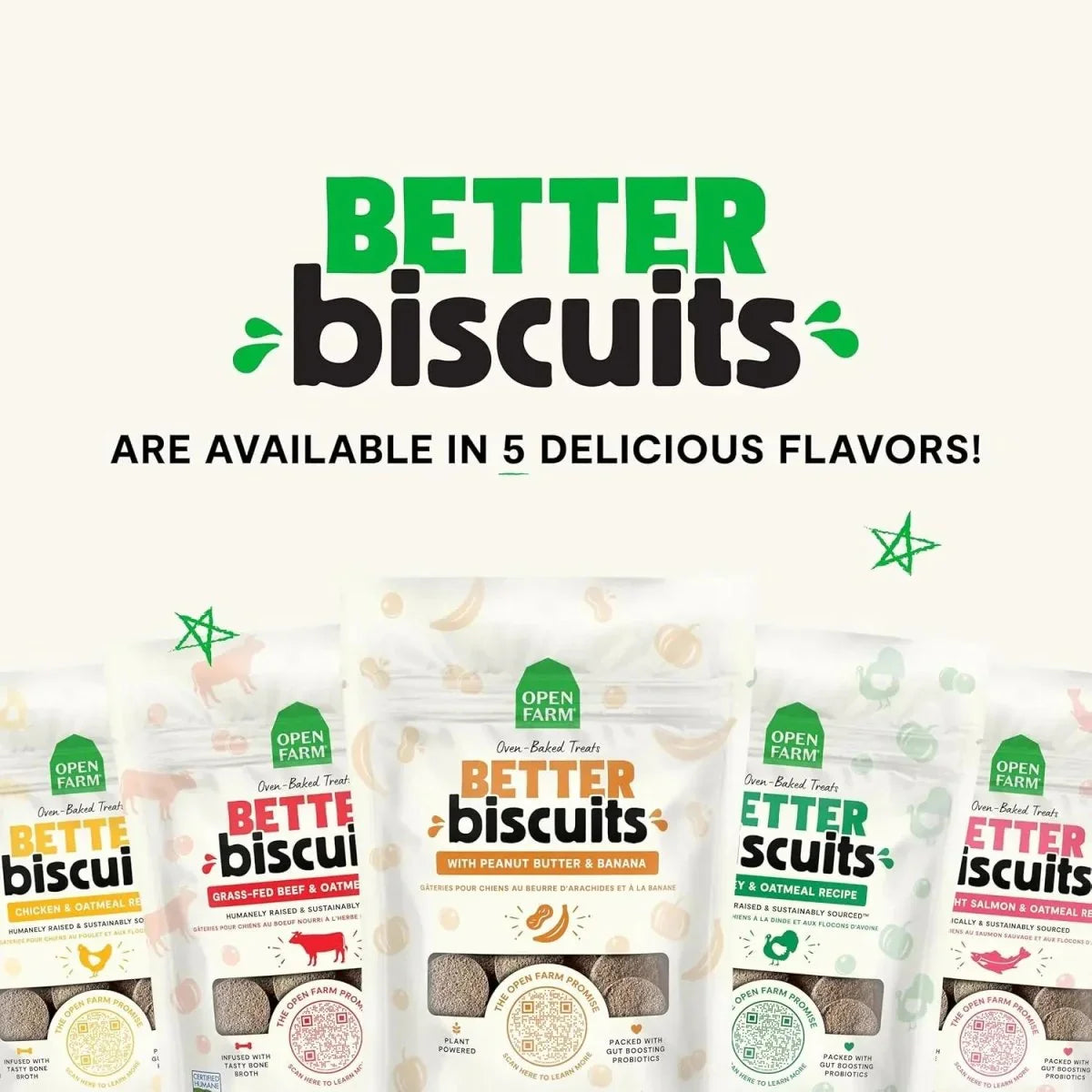 Open Farm Better Biscuits Grass Fed Beef & Oatmeal Oven Baked Dog Treats 8 oz - Talis Us