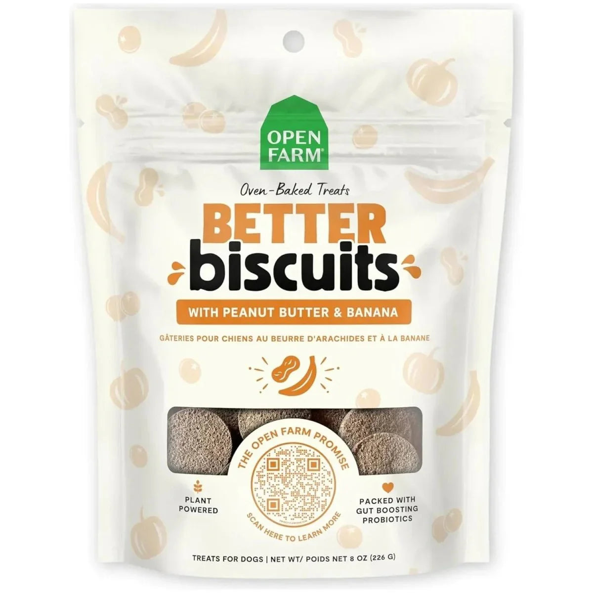 Open Farm Better Biscuits Peanut Butter & Banana Oven Baked Dog Treats 8 oz - Talis Us