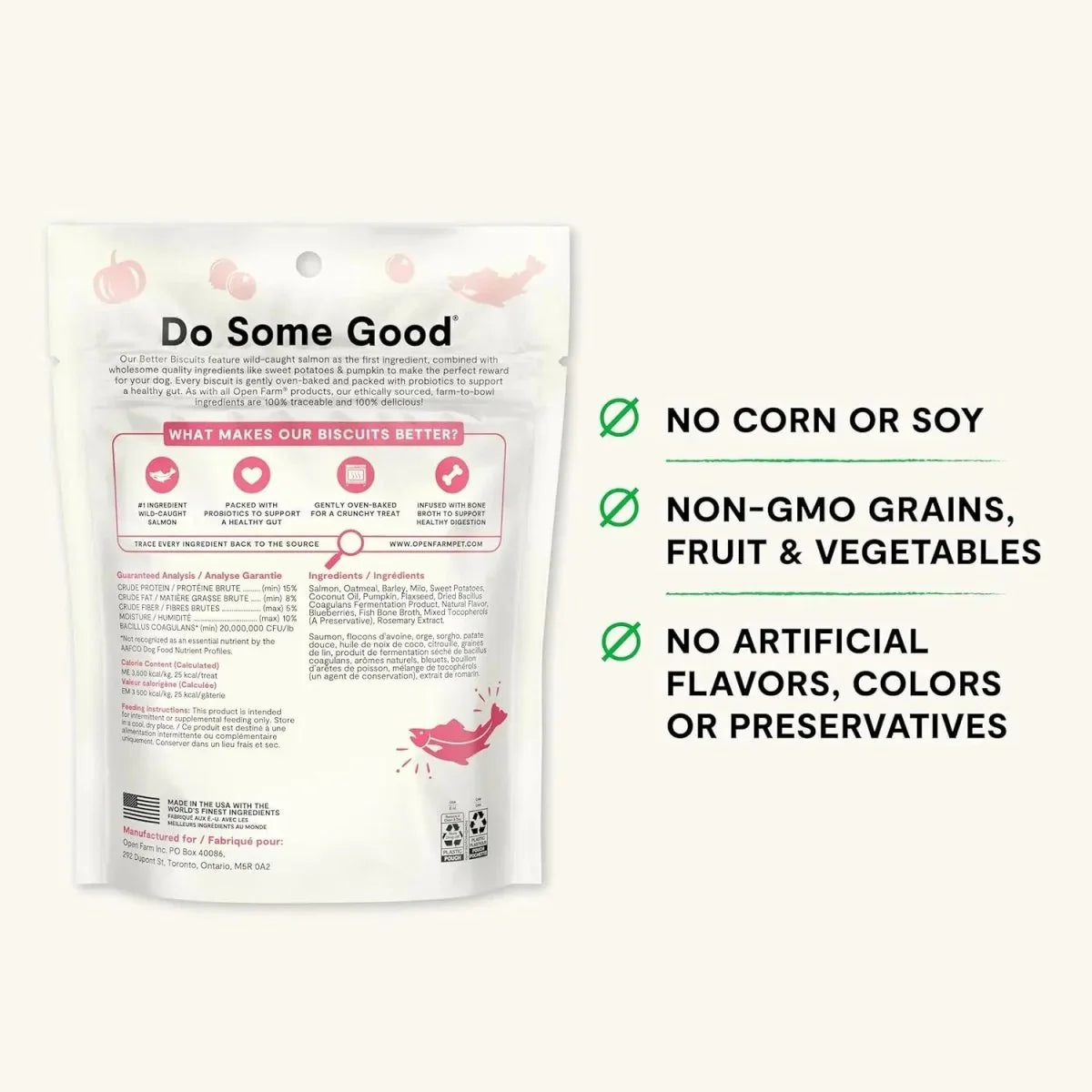 Open Farm Better Biscuits Wild Caught Salmon & Oatmeal Dog Treats 8 oz - Talis Us