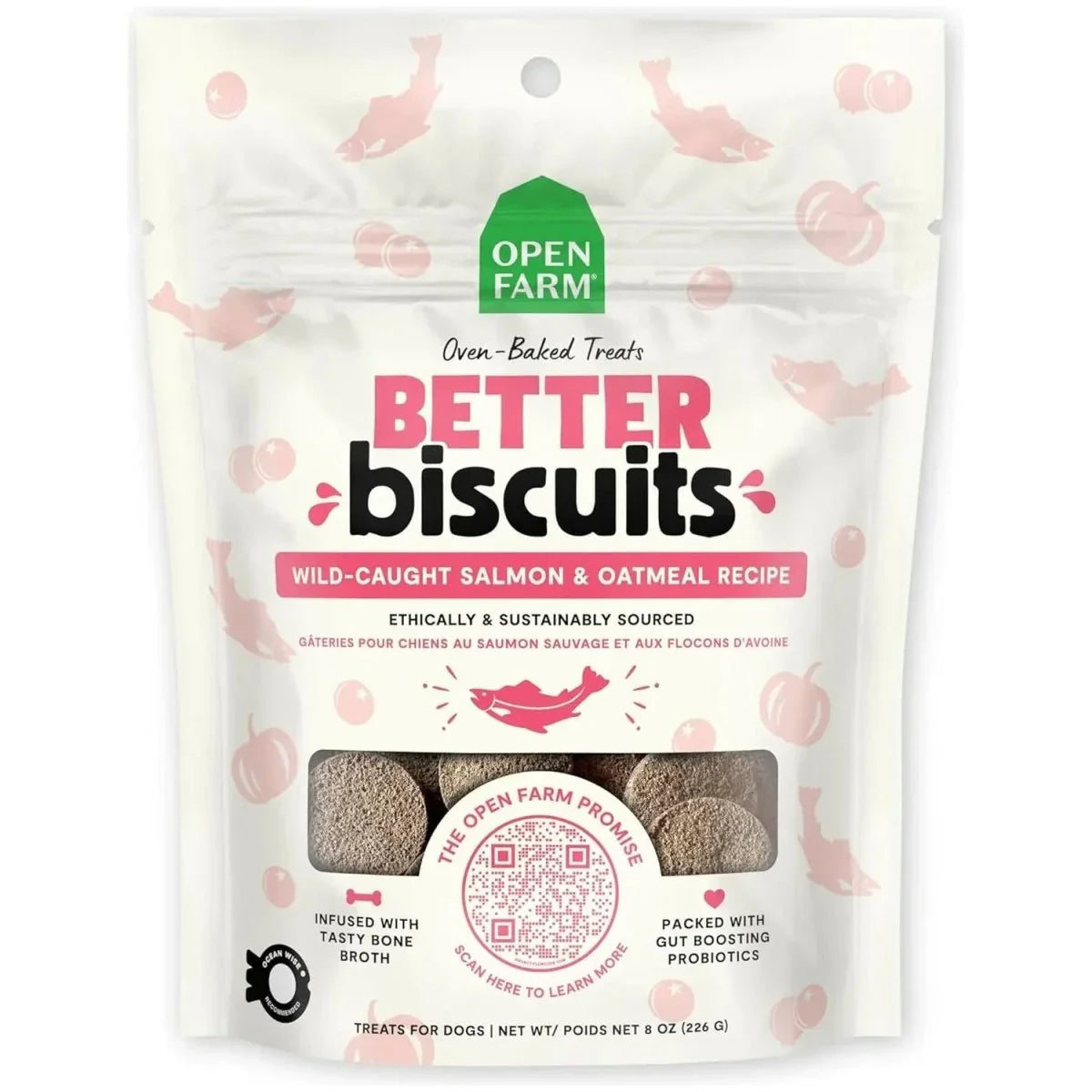 Open Farm Better Biscuits Wild Caught Salmon & Oatmeal Dog Treats 8 oz - Talis Us