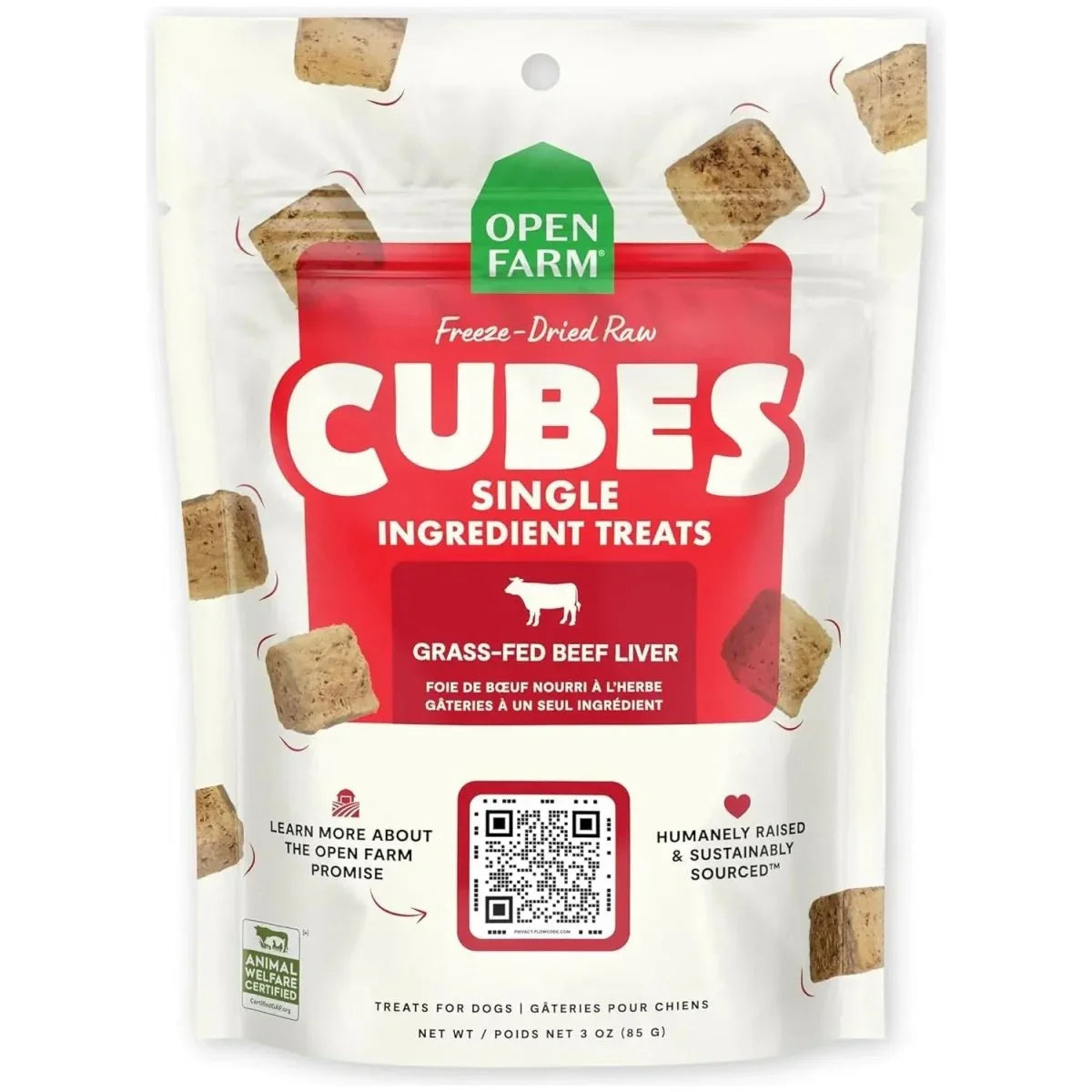 Open Farm Freeze Dried Raw Single Ingredient Beef Liver Cubes Dog Treats 3 oz - Talis Us