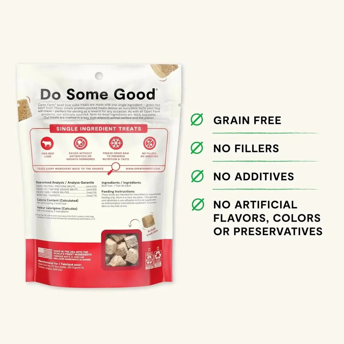 Open Farm Freeze Dried Raw Single Ingredient Beef Liver Cubes Dog Treats 3 oz - Talis Us