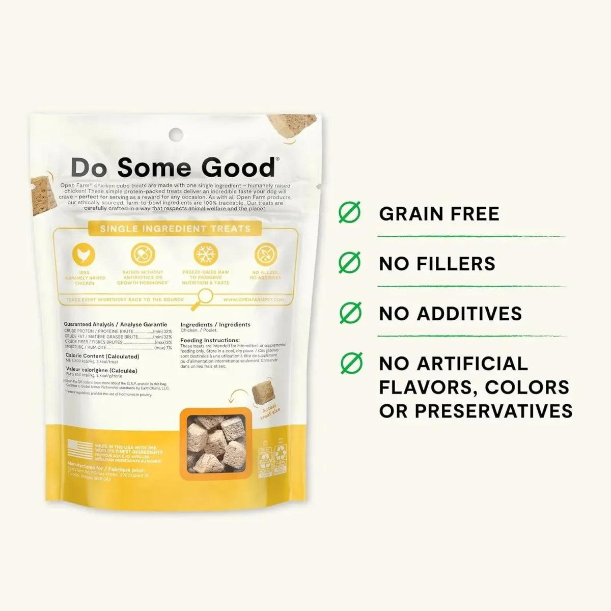 Open Farm Freeze Dried Raw Single Ingredient Chicken Cubes Dog Treats 3 oz - Talis Us