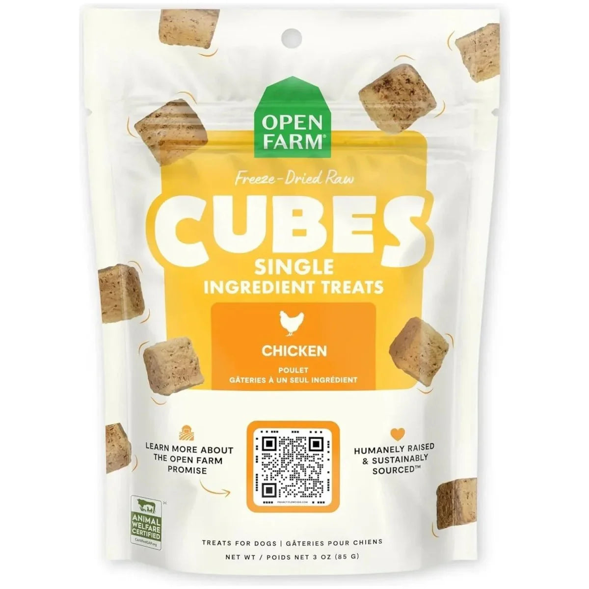 Open Farm Freeze Dried Raw Single Ingredient Chicken Cubes Dog Treats 3 oz - Talis Us