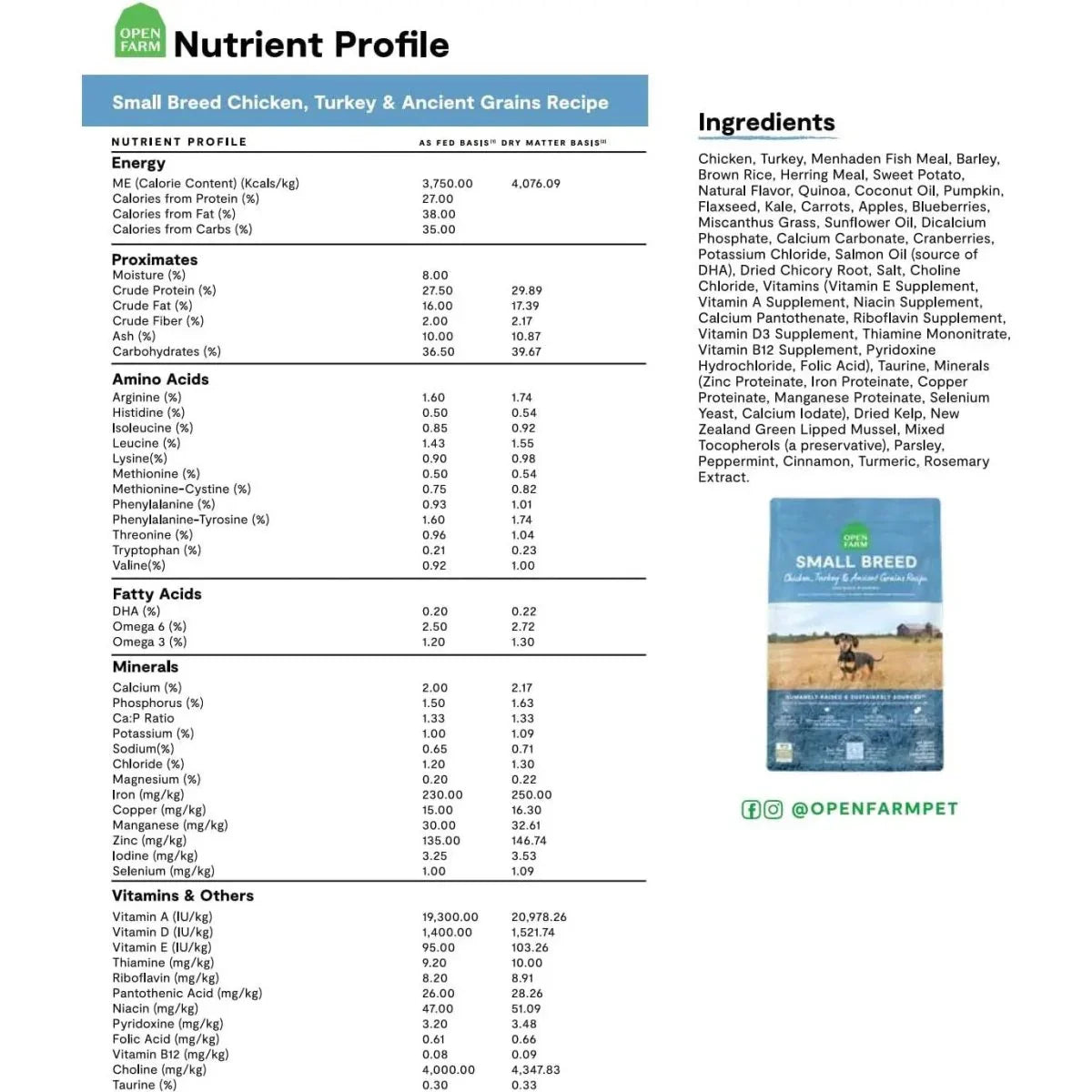 Open Farm Small Breed Chicken, Turkey & Ancient Grains Dry Dog Food - Talis Us