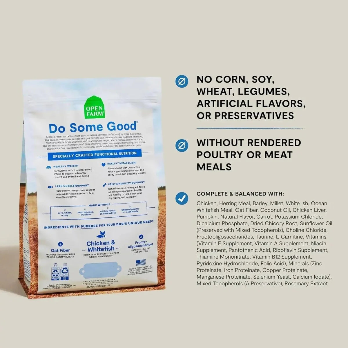Open Farm Veterinarian Formulated Kibble Chicken & Whitefish Healthy Weight Dog Food - Talis Us