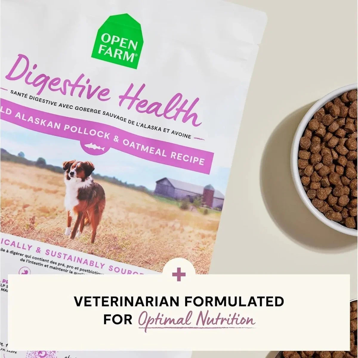 Open Farm Veterinarian Formulated Kibble Pollock & Oatmeal Digestive Health Dog Food - Talis Us