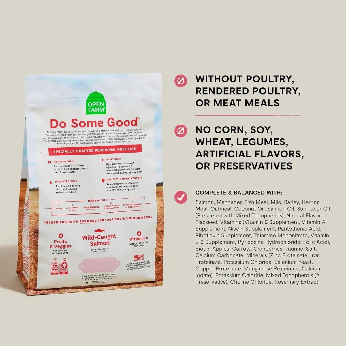 Open Farm Veterinarian Formulated Kibble Salmon & Oatmeal Skin & Coat Health Dog Food - Talis Us