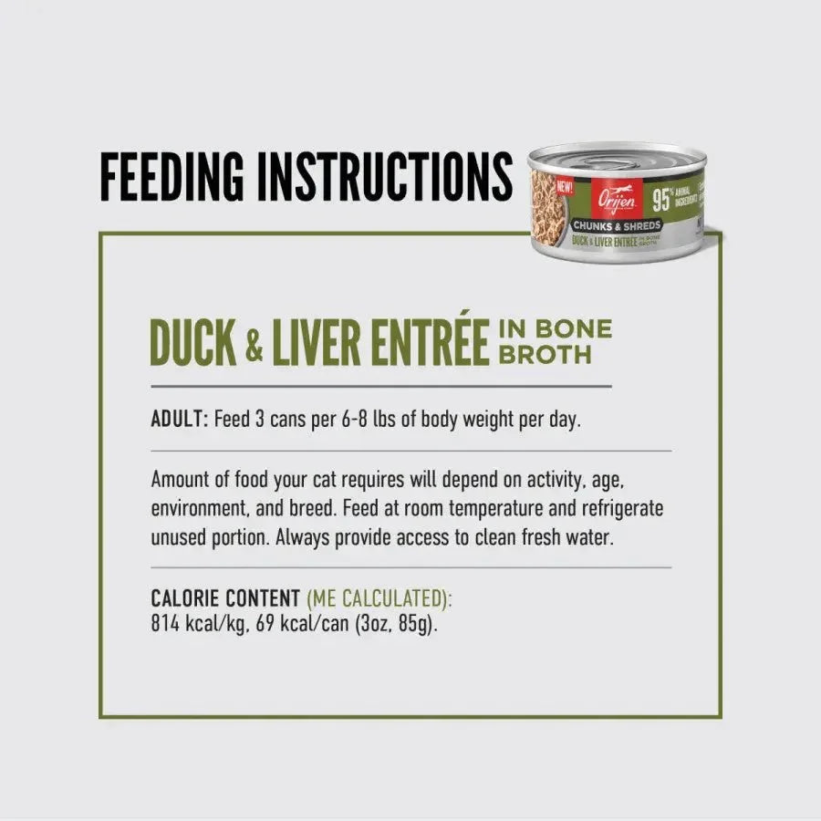 ORIJEN Duck & Liver Grain - Free Chunks in Gravy & Shreds Wet Cat Food - Talis Us