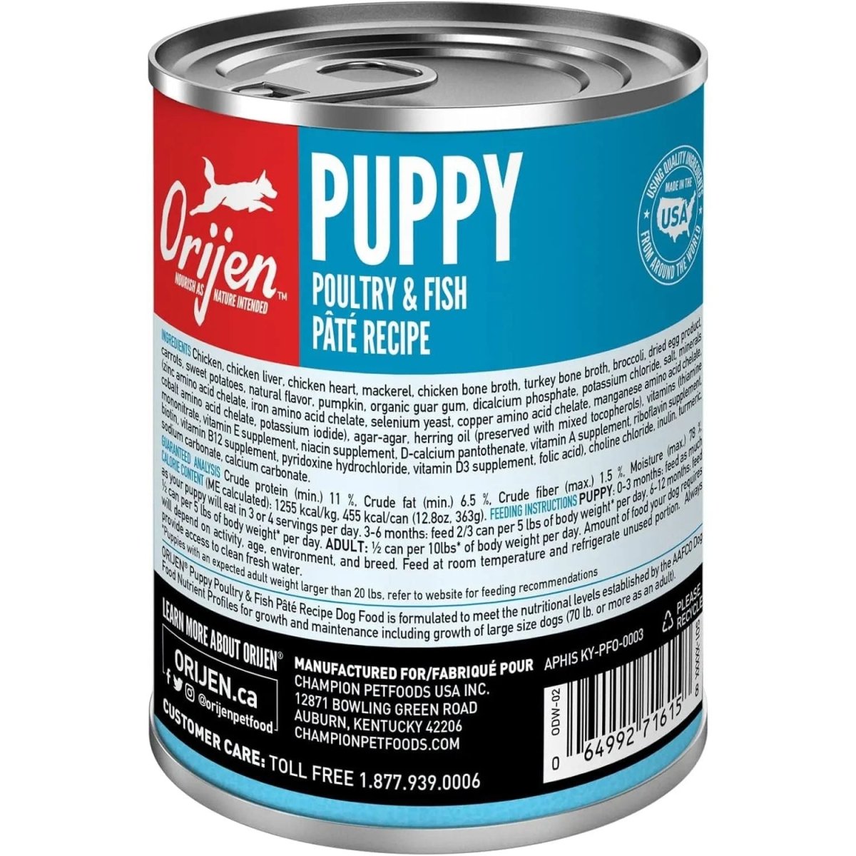ORIJEN Puppy Recipe Poultry & Fish Pate Grain - Free Wet Dog Food - Talis Us