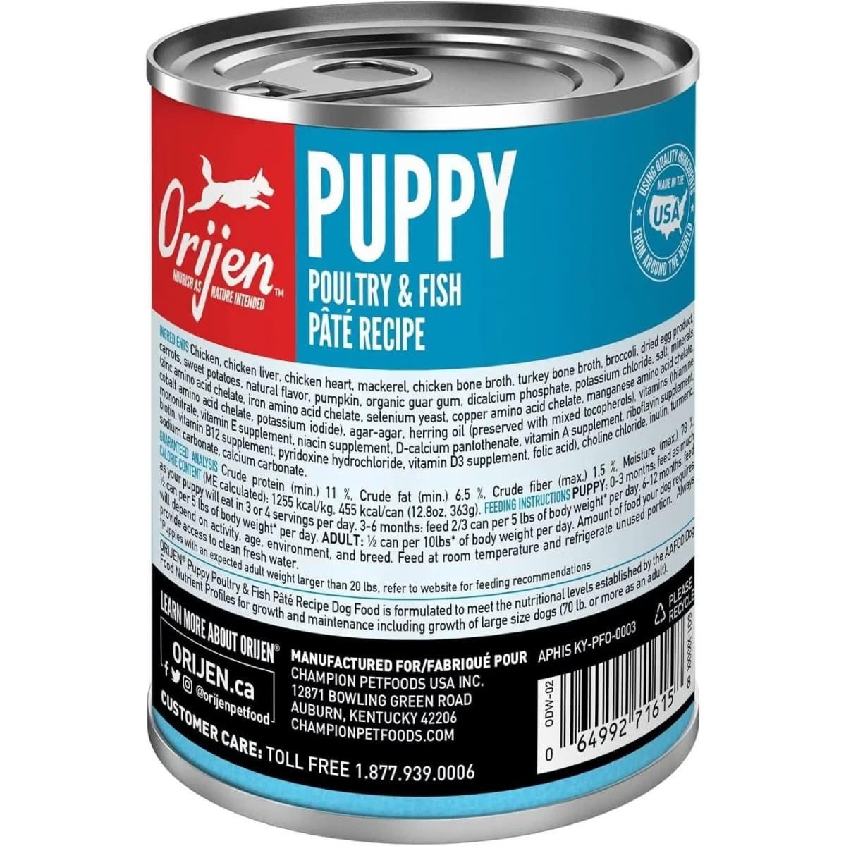 ORIJEN Puppy Recipe Poultry & Fish Pate Grain - Free Wet Dog Food - Talis Us