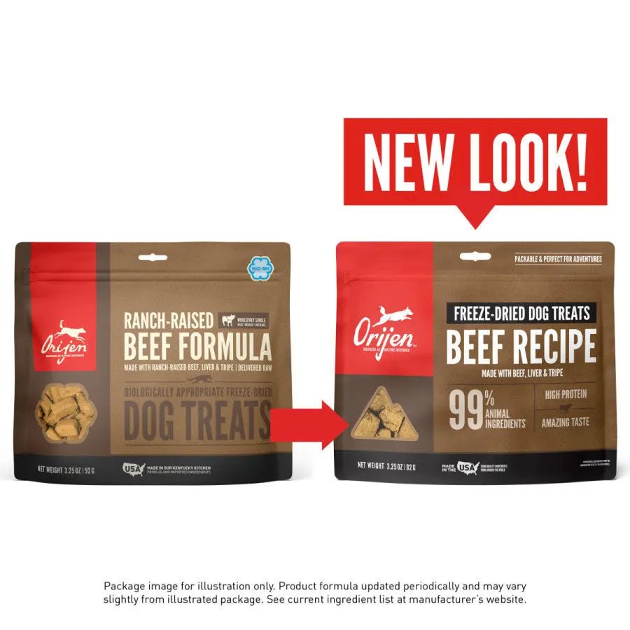 ORIJEN Ranch - Raised Beef Grain - Free Freeze - Dried Dog Treats 3.25 oz - Talis Us