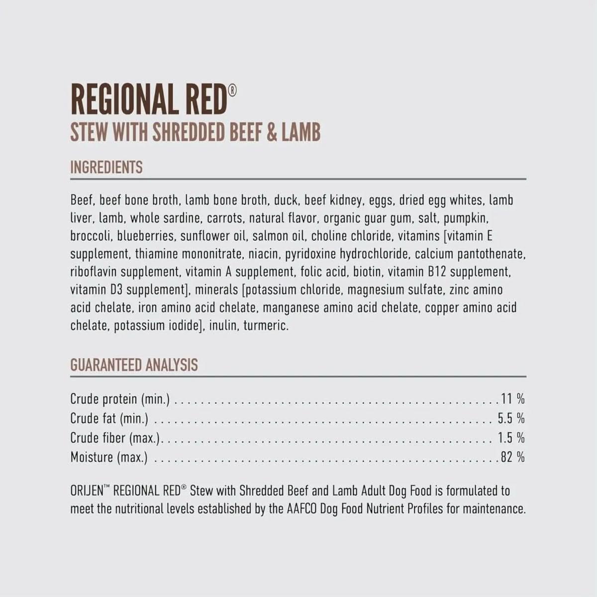 ORIJEN Real Meat Shreds Regional Stew Grain - Free Wet Dog Food - Talis Us