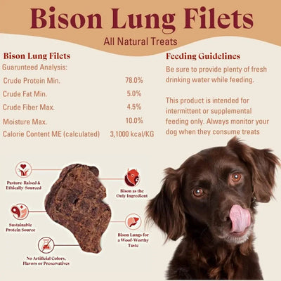 OTIS Wild Things Grass - Fed Bison Lung Filets Dog Treats 4oz - Talis Us