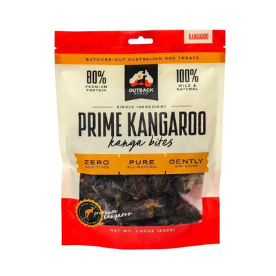 Outback Bones single ingredient kangaroo bites for dogs in a premium packaging, all-natural and air-dried