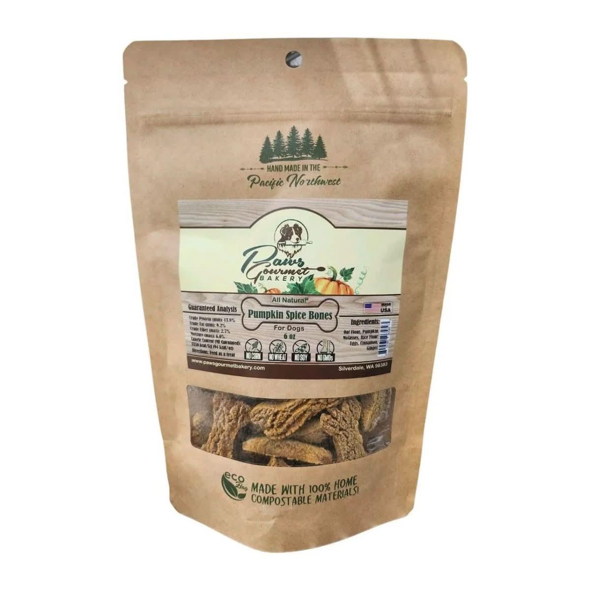 Paws Gourmet Bakery Pumpkin Spice Bones Dog Treats 6oz - Talis Us