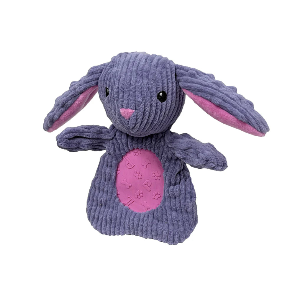 Petlou Pocket Dotty Friends dog toy in purple with soft fabric and long ears for playful pups