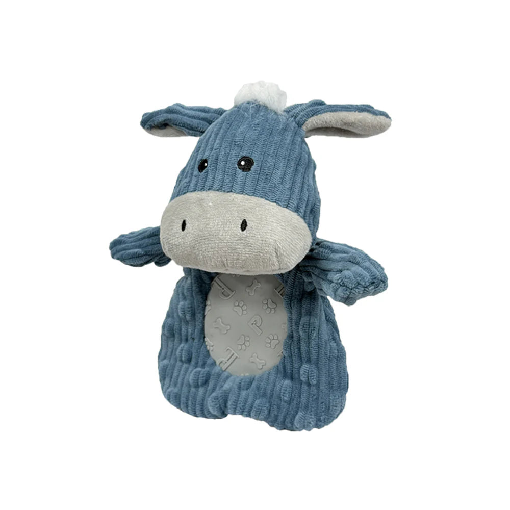 Petlou Pocket Dotty Friends dog toy in blue plush, perfect for cuddling and interactive play