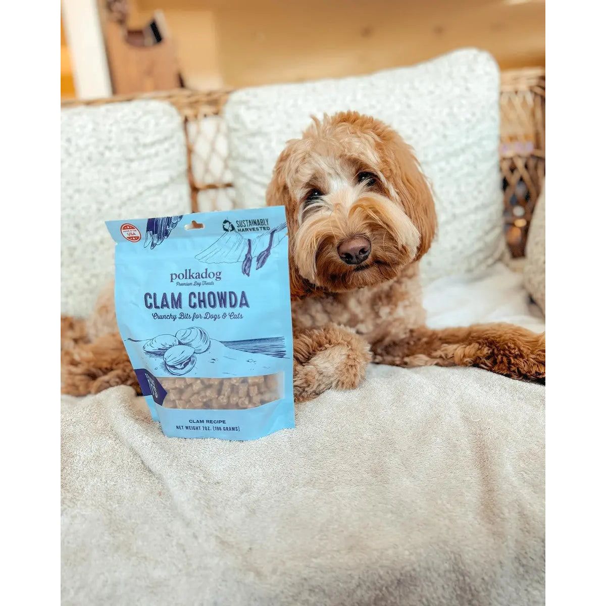 Polkadog Clam Chowda Training Bits Crunchy Dog and Cat Treats - Talis Us