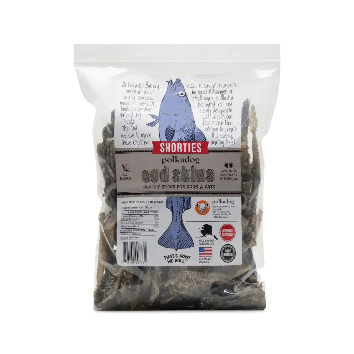 Polkadog Cod Skins Shorties Crunchy Dog and Cat Treats - Talis Us