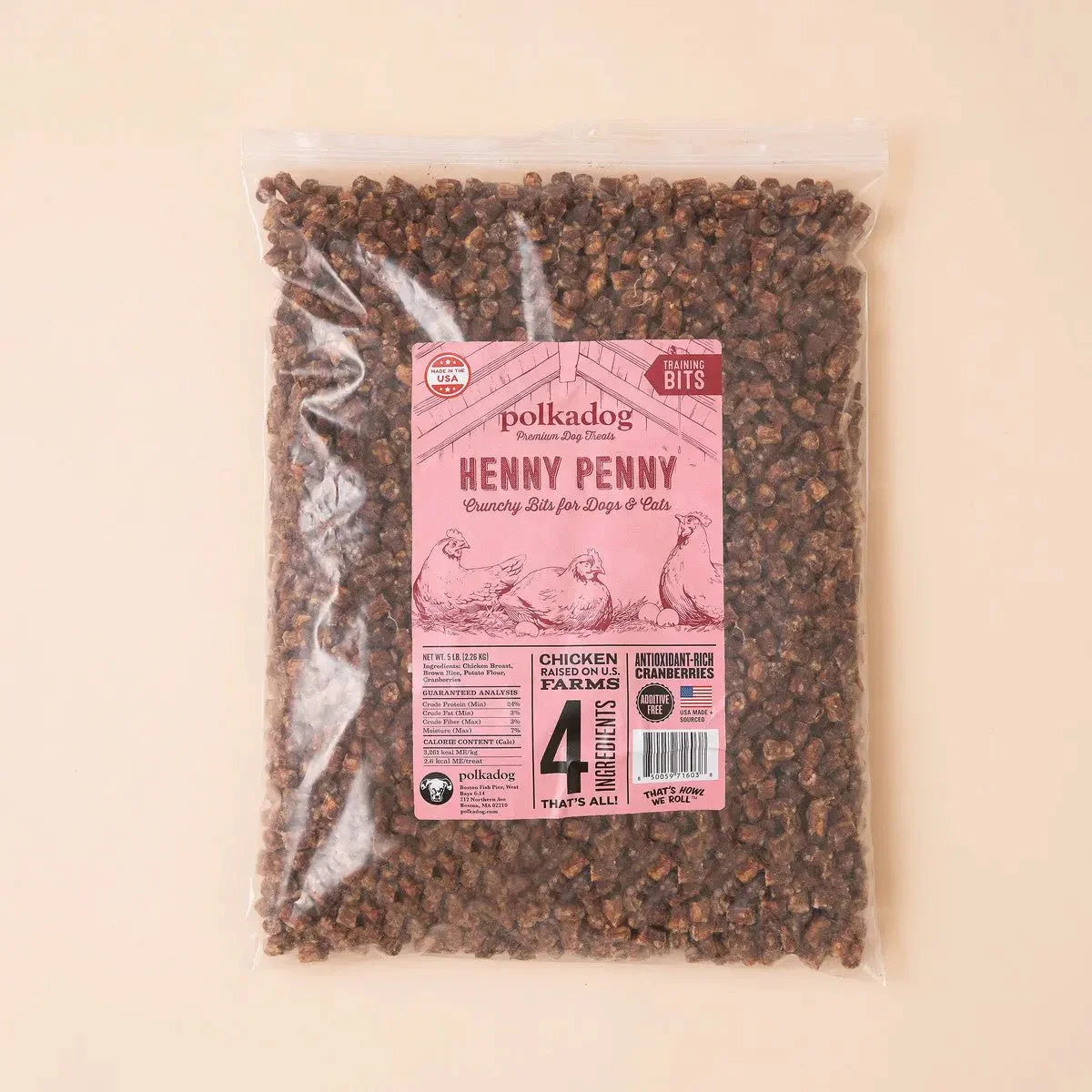 Polkadog Henny Penny Chicken & Cranberry Training Bits Crunchy Dog and Cat Treats - Talis Us