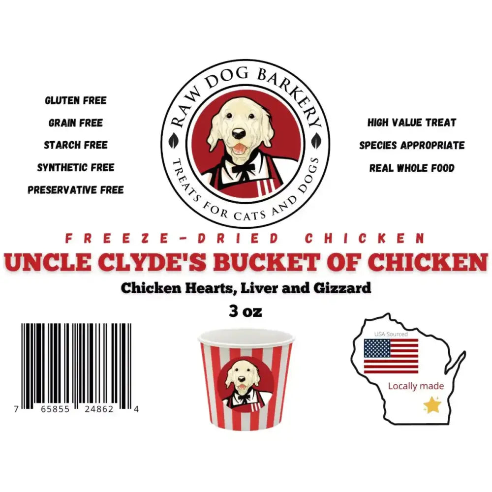 Raw Dog Barkery Uncle Clyde's Bucket of Chicken Freeze - Dried Dog Treats - Talis Us