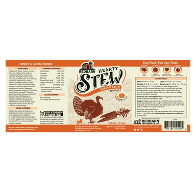 Redbarn Pet Products Hearty Stew All Life Stages Turkey & Carrot Wet Dog Food 12ea/12 oz - Talis Us