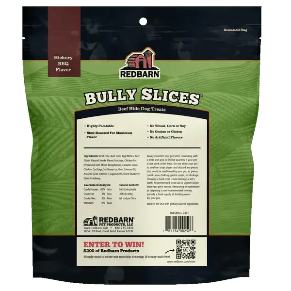 Redbarn Pet Products Natural Bully Slices Hickory BBQ Flavor Dog Treat 9 oz - Talis Us