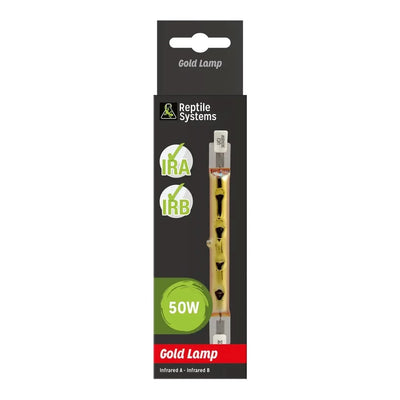 Reptile Systems Gold Lamp 50W for infrared reptile heat bulb replacement in habitat lighting