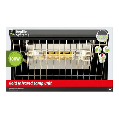 Reptile Systems Gold Infrared Reptile Heat Lamp Unit 100W for optimal habitat heating and lighting