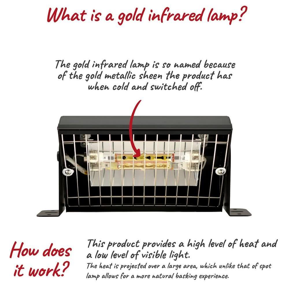 Reptile Systems infrared reptile heat lamp with gold metallic sheen for effective habitat heating