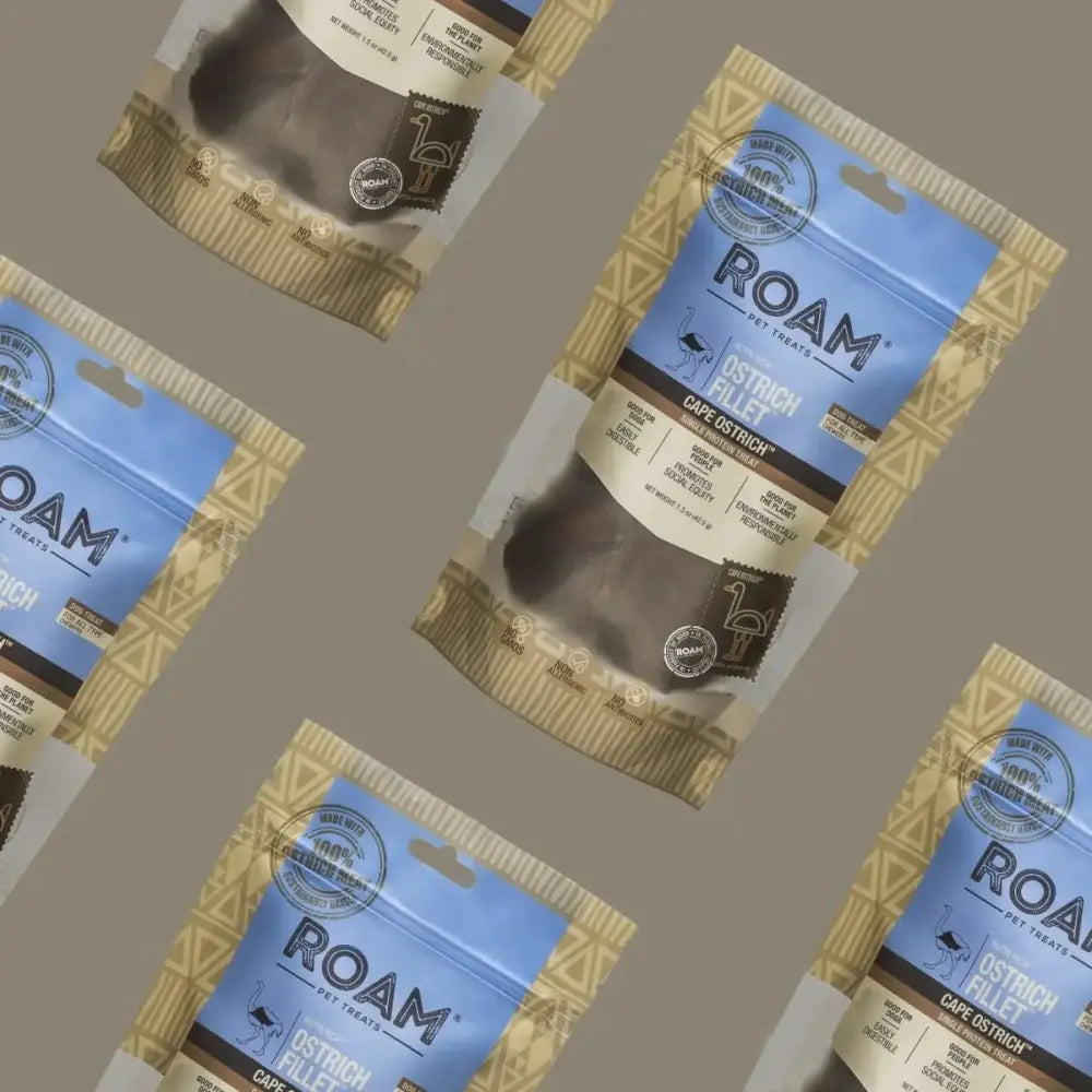Roam Pet Ostrich Fillet Limited Ingredient Treats for Dogs 1.5oz - Talis Us