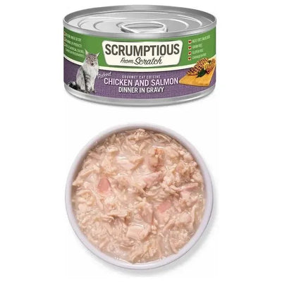Scrumptious From Scratch Chicken & Salmon Dinner in Gravy Wet Cat Food 12/2.8oz - Talis Us