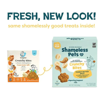Shameless Pets Peanut Butter Split Peanut Butter & Yogurt Flavor Crunchy Dog Treats 10oz - Talis Us