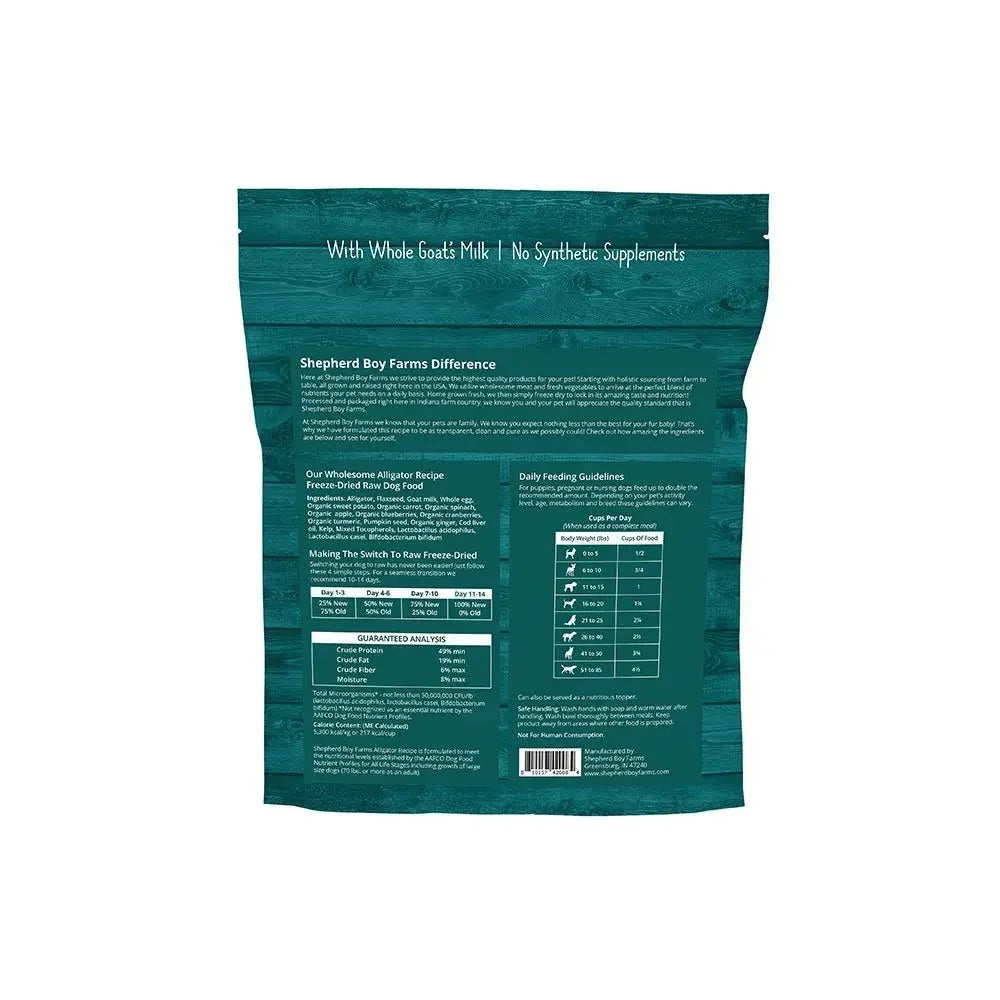Shepherd Boy Farms Freeze - Dried Alligator Recipe Hypoallergenic Dog Food 14oz - Talis Us