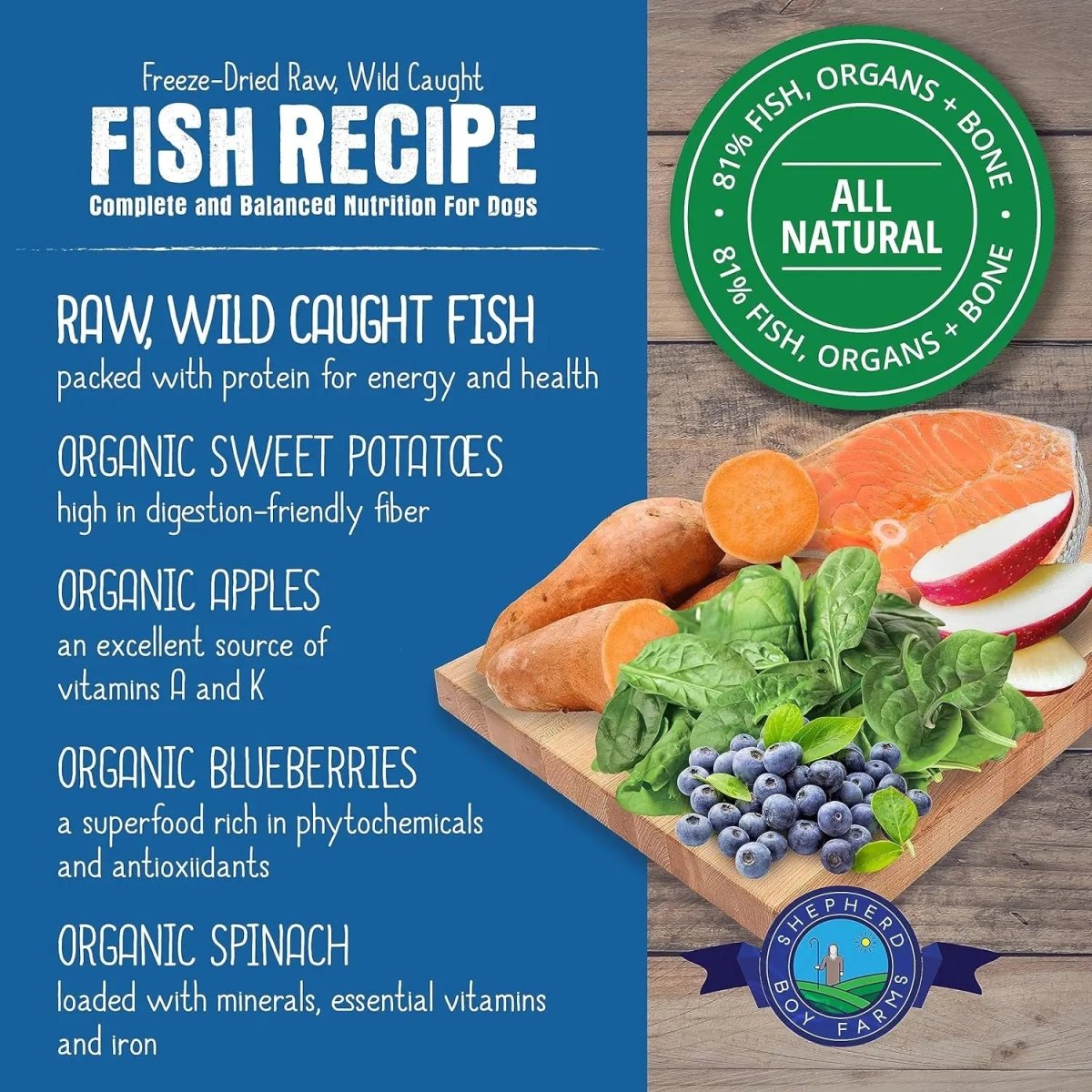 Shepherd Boy Farms Freeze Dried Fish Medley Recipe Dog Food 14oz - Talis Us