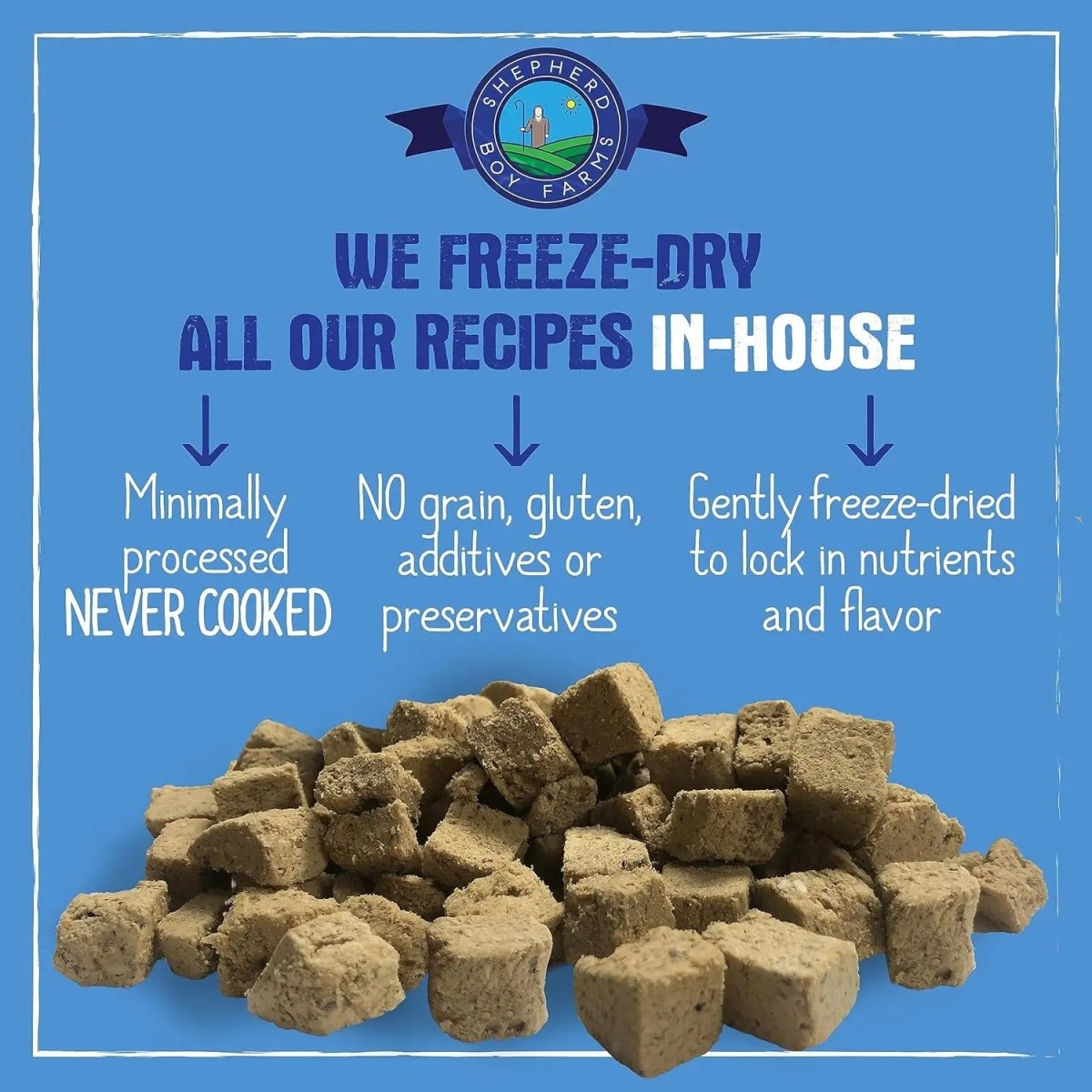 Shepherd Boy Farms Freeze Dried Fish Medley Recipe Dog Food 14oz - Talis Us