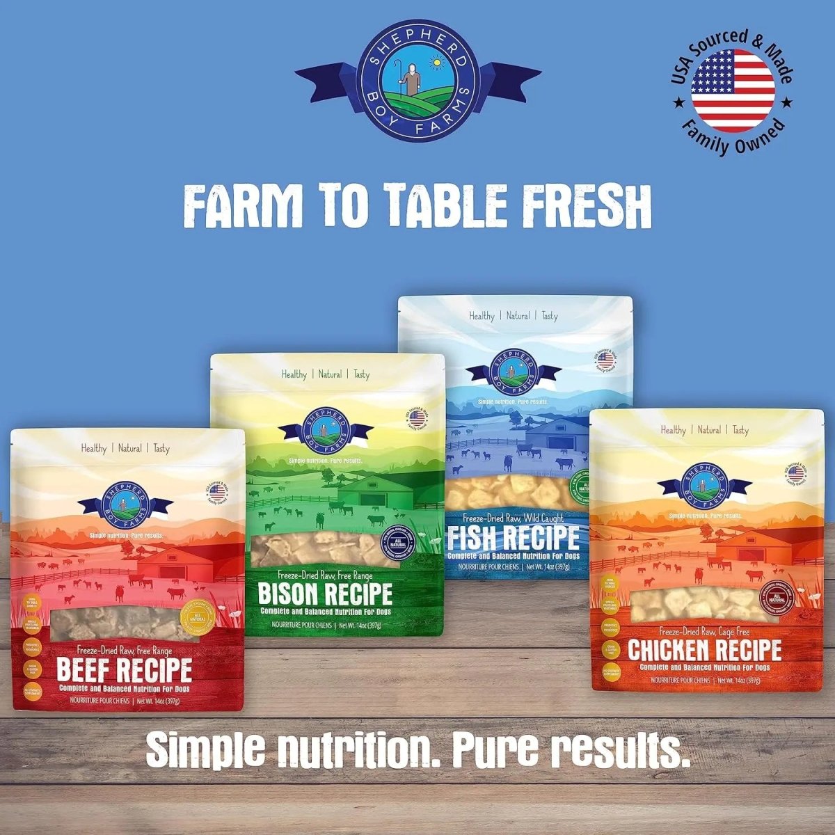 Shepherd Boy Farms Freeze Dried Fish Medley Recipe Dog Food 14oz - Talis Us