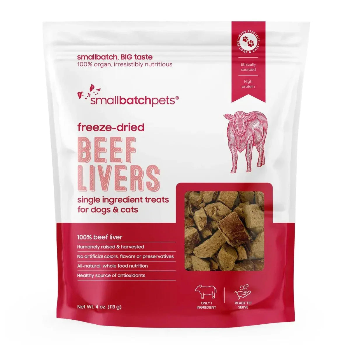Smallbatch Freeze Dried Beef Liver Dog & Cat Treats 4oz - Talis Us