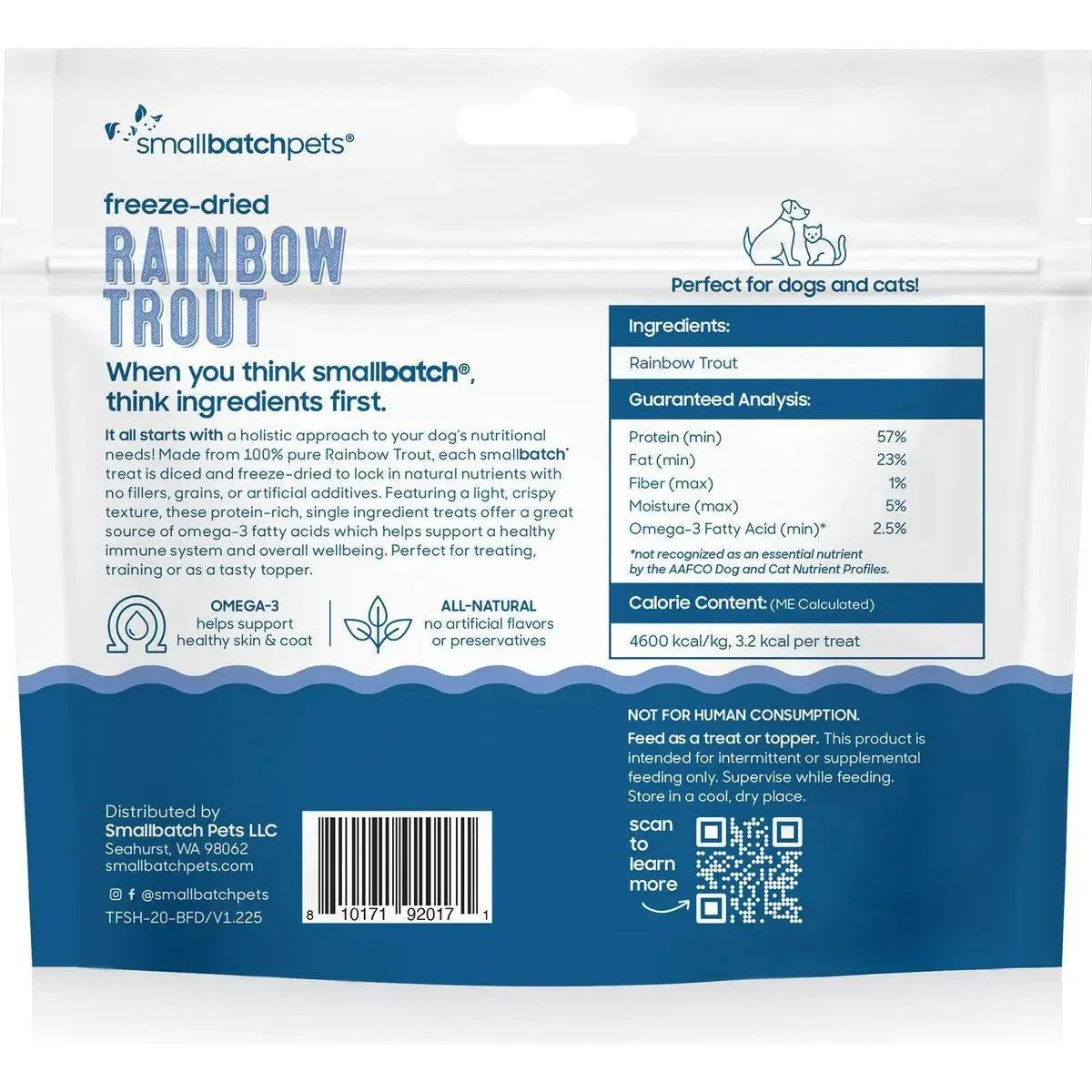 Smallbatch Pets Freeze - Dried Skin - On Rainbow Trout Dog & Cat Treat 2oz - Talis Us