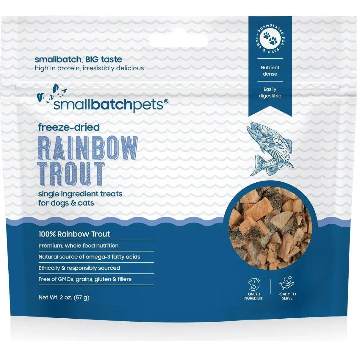 Smallbatch Pets Freeze - Dried Skin - On Rainbow Trout Dog & Cat Treat 2oz - Talis Us