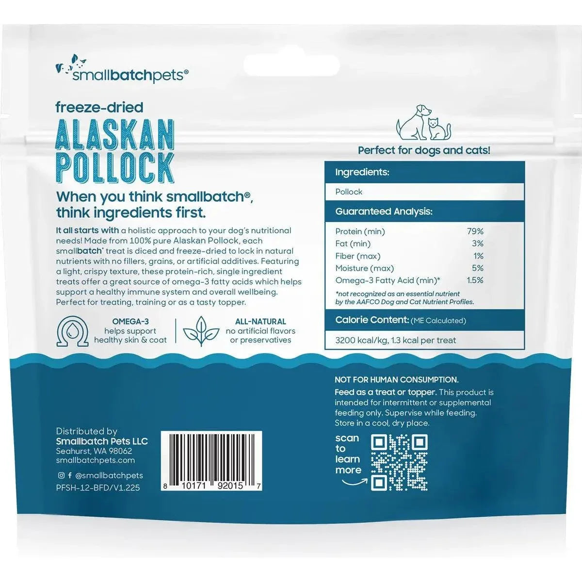 Smallbatch Pets Freeze - Dried Wild - Caught Alaskan Pollock Dog & Cat Treat 1.25oz - Talis Us