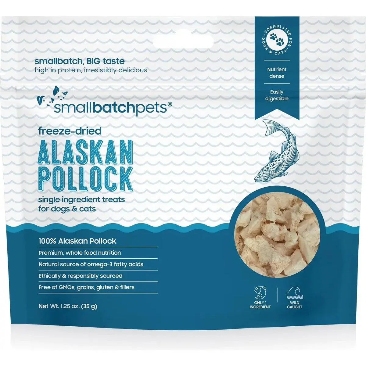 Smallbatch Pets Freeze - Dried Wild - Caught Alaskan Pollock Dog & Cat Treat 1.25oz - Talis Us