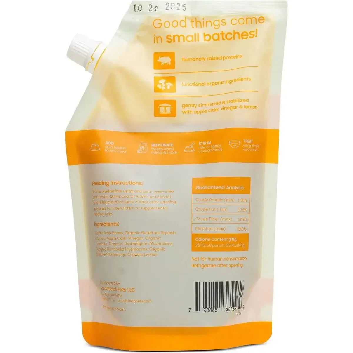 Smallbatch Pets Shelf Stable Humanely Raised Adult Pork Bone Broth Wet Dog Food Topper 16oz - Talis Us