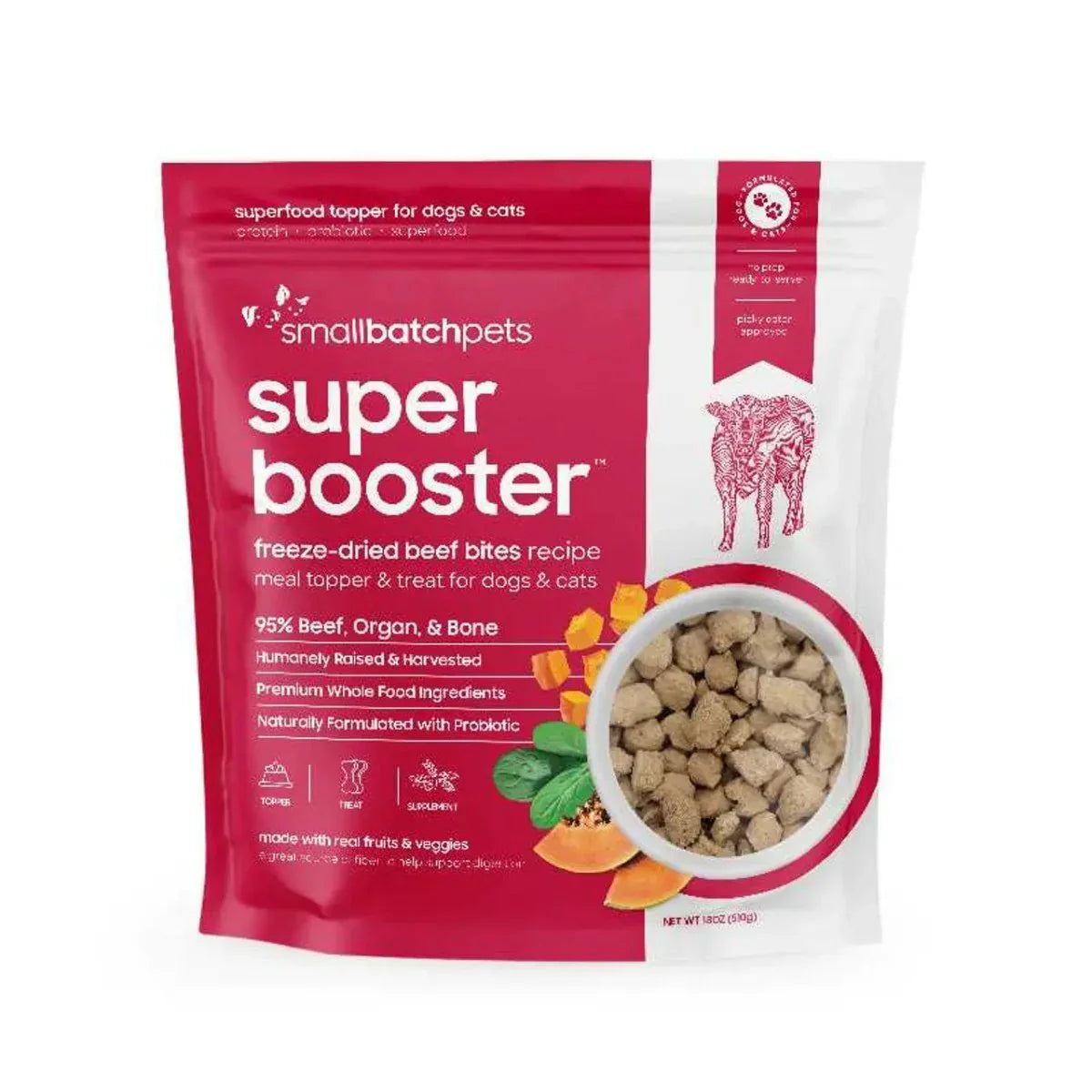 Smallbatch Super Booster Beef Bites Freeze - Dried Dog & Cat Meal Topper & Treats 18oz - Talis Us
