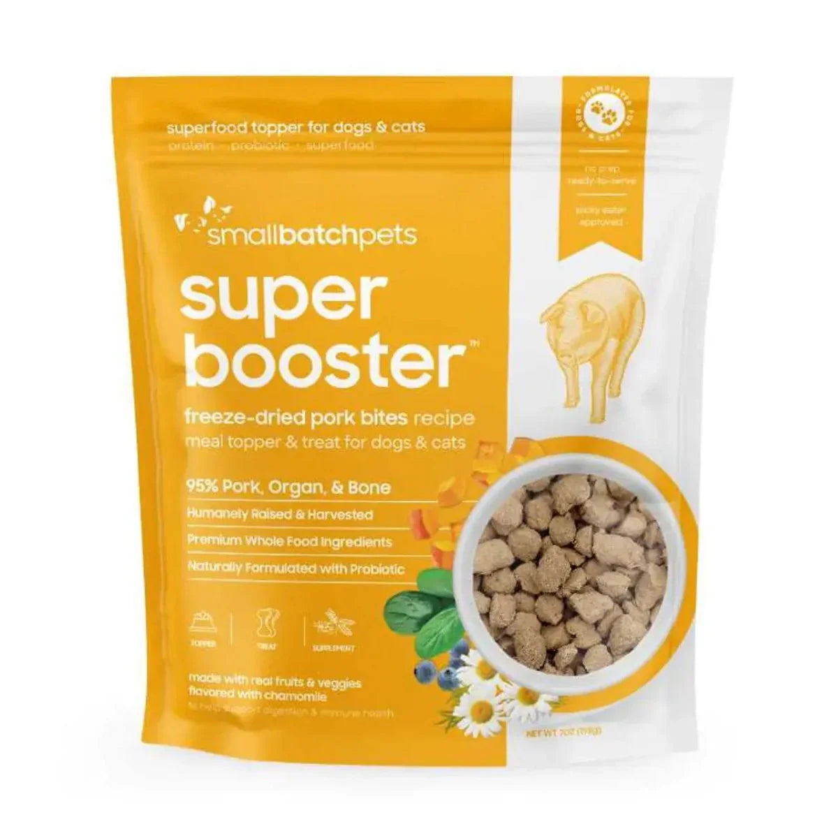 Smallbatch Super Booster Pork SmallBites Freeze - Dried Dog & Cat Meal Topper & Treats 7oz - Talis Us