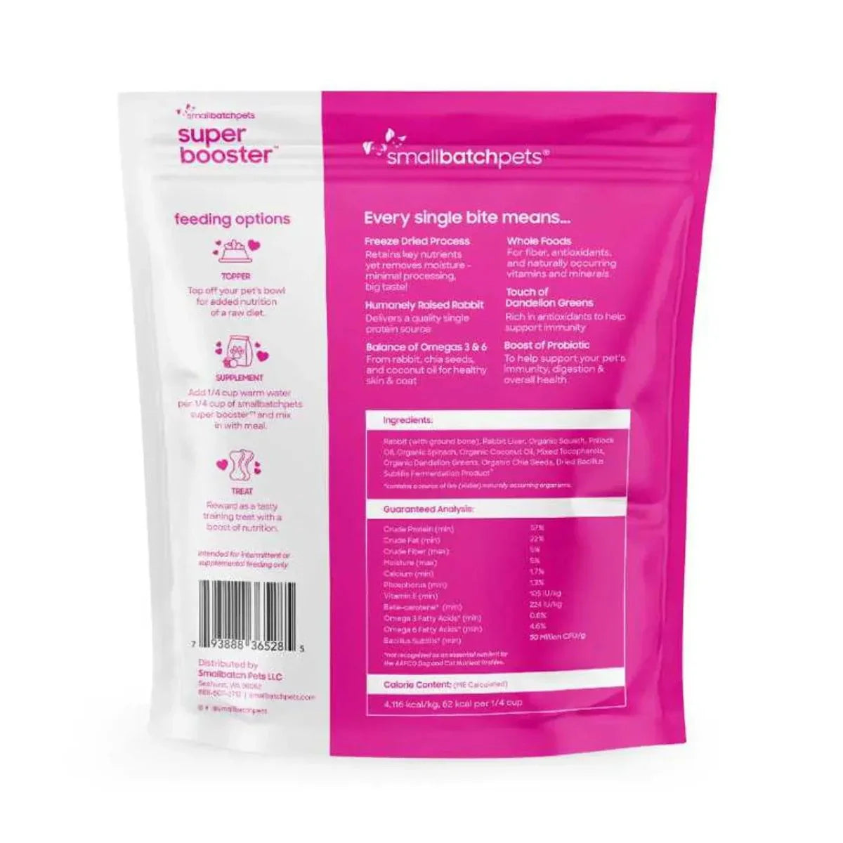 Smallbatch Super Booster Rabbit SmallBites Freeze - Dried Dog & Cat Meal Topper & Treats 7oz - Talis Us