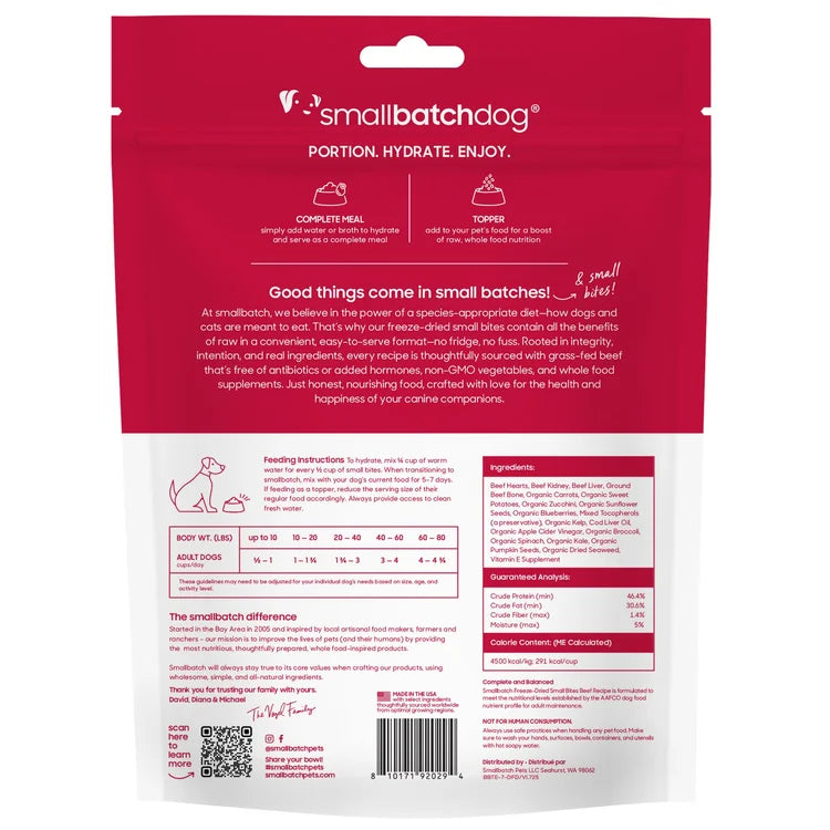 Smallbatch Pets Beef Freeze Dried Dog Food with Nutrient-Rich Ingredients for Healthy Dogs