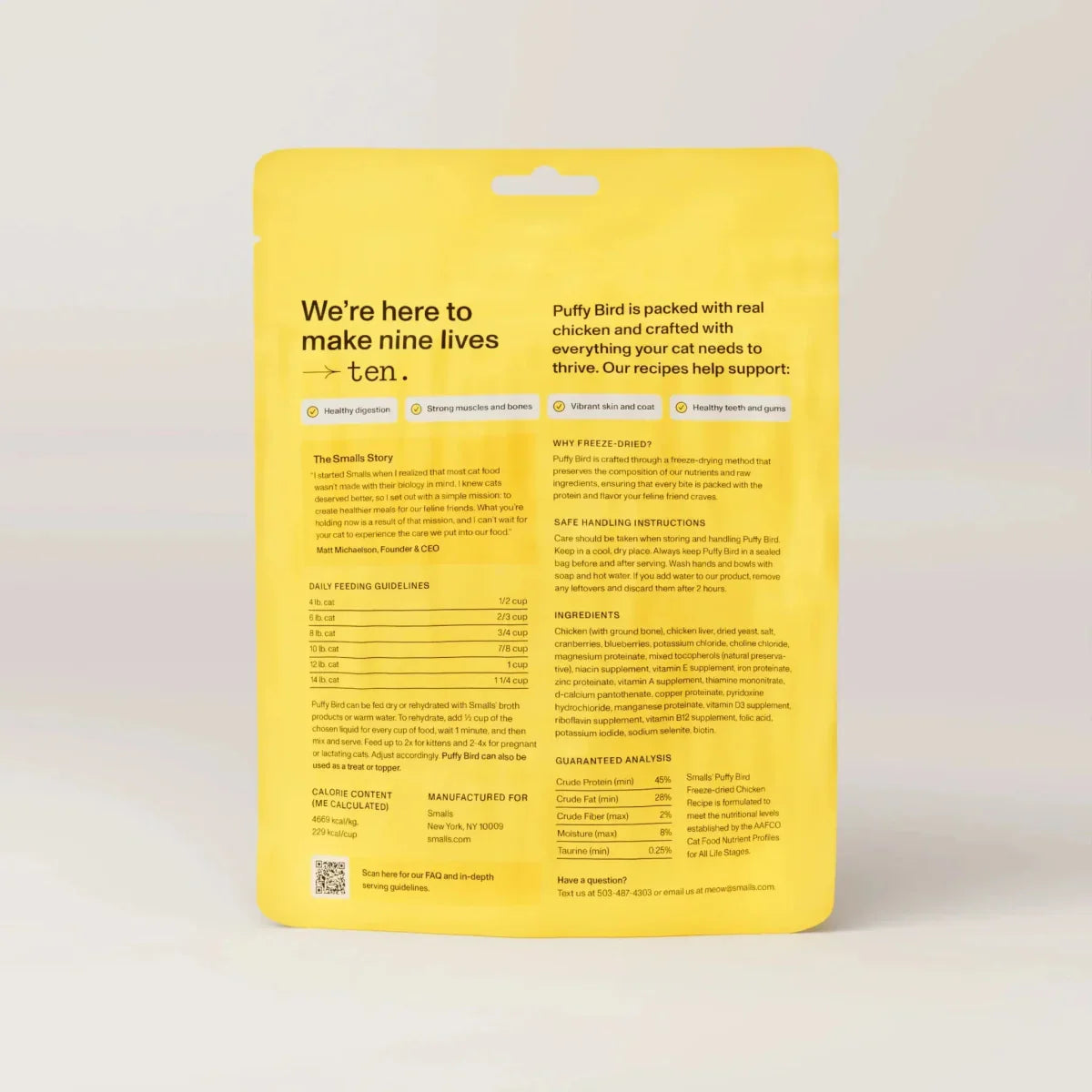 Smalls Puffy Bird Chicken Recipe Freeze - Dried Cat Food - Talis Us